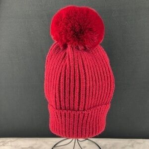 Norla - 2/$75 - Beanie with Pom Pom, Deep Rich Red. OS. NWT